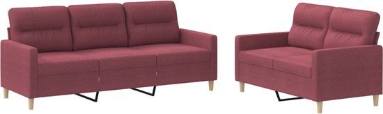vidaXL 2-delige Loungeset met kussens stof wijnrood