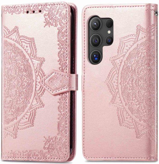 imoshion Hoesje - Geschikt voor Samsung Galaxy S24 Ultra - Mandala Bookcase - Rosé Goud