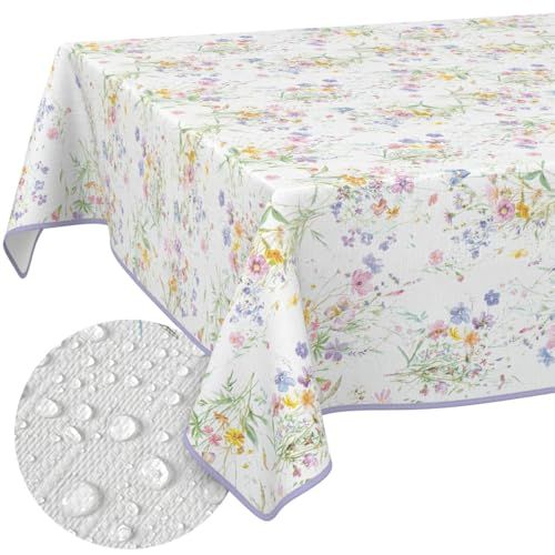 Wasdoek Tafelkleed, Afwasbaar, Waterafstotend, Lotuseffect, Buiten, Lente, Bloemen, 200 x 140 cm