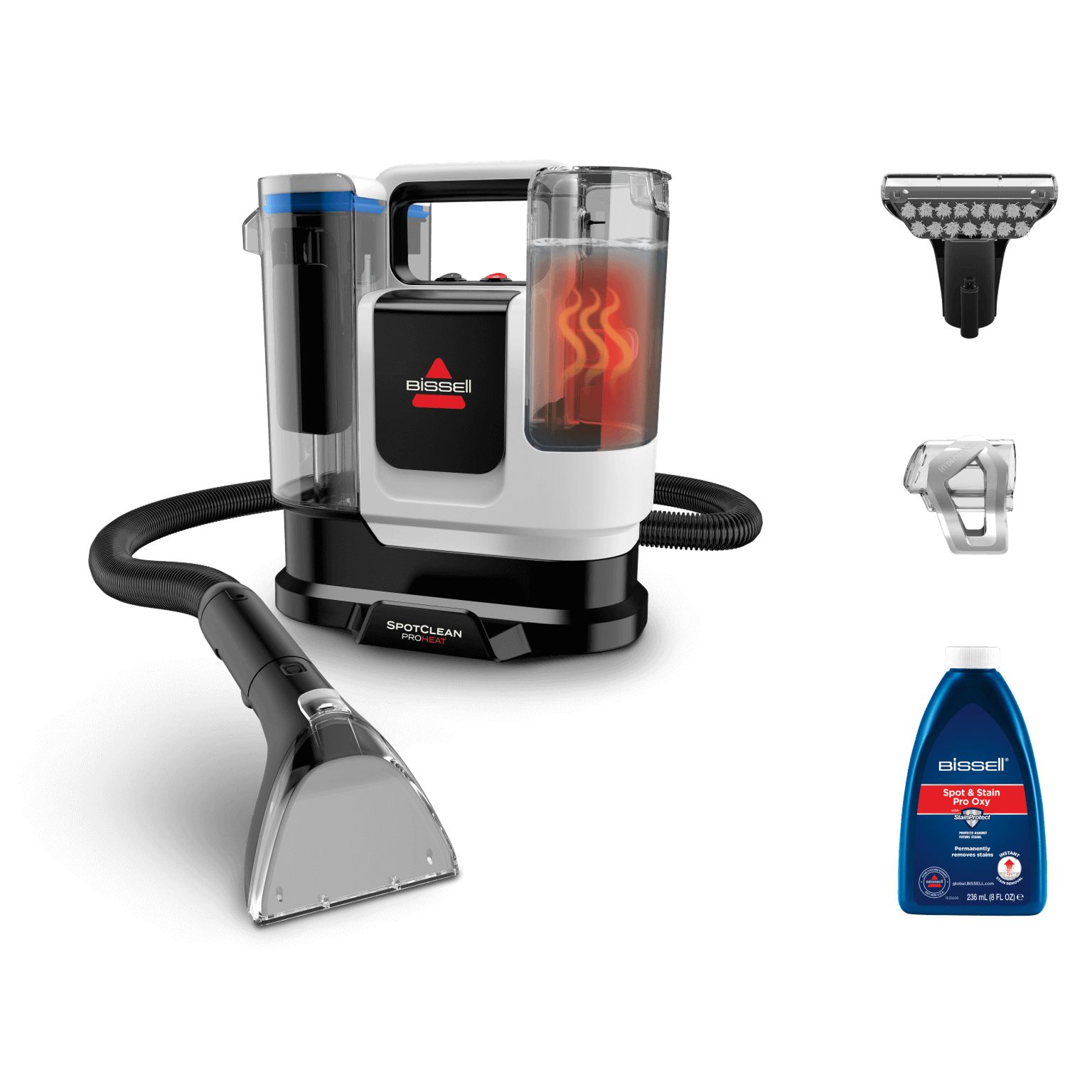 BISSELL SpotClean ProHeat Advanced, Draagbare tapijtreiniger Machine, Compacte multi-oppervlakken bank reiniger, Krachtige 1125W Motor, Triple-Cleaning voor hardnekkige vlekken, met snoer, 3924N