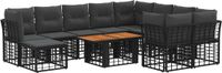 vidaXL Tuinbankenset 11 st Zwart en Donkergrijs poly rattan