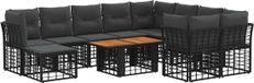 vidaXL Tuinbankenset 11 st Zwart en Donkergrijs poly rattan