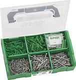 SPAX assortiment L-BOXX klein, set de vis, avec 3 dimensions + chevilles, 480 pièces, tête fraisée, T-STAR plus T20, WIROX - 5000009160209