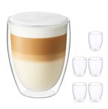 Merkloos Relaxdays Latte Macchiato Glazen - Set van 6 - Dubbelwandig - 350 ml - Vaatwasserbestendig - Glas
