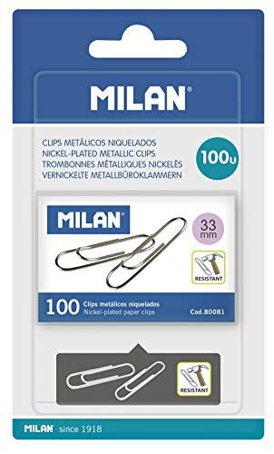Blister 1 doos 100 clips metaal vernikkeld 33 mm