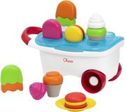 Chicco IJsjes Karretje Spel, 2in1 Spel, Stapel- en Insteekactiviteit, Rollenspelactiviteit, praktische handgreep en vrijlopende wielen, speelset 19 stukken om heerlijke zoetigheden te maken, 12-36 M