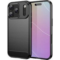 Apple iPhone 17 Pro Coque Silicone Gel Carbone Housse Étui + Film Écran - Noir