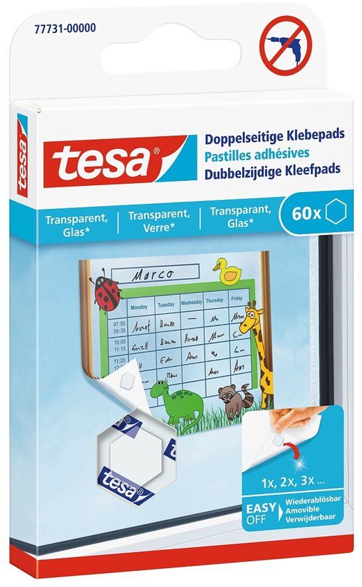 Tesa transparante dubbelzijdige kleefpads - 60 stuks