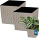 KOTARBAU® Vierkante Bloempot met Inzetpot - Vierkante Plantenbak 22x22 cm 2 Stuks - Plantenpot 9,8 L - Plantenbak - Kunststof - Rotanlook - Mokka