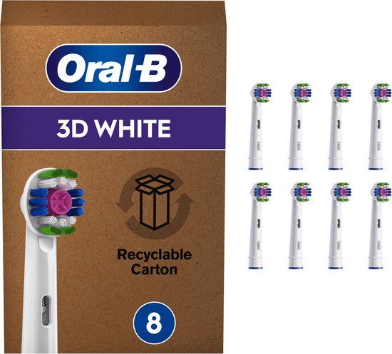 Oral-B 3D White Opzetborstels - 8 Stuks - Met CleanMaximiser-technologie - Brievenbusverpakking