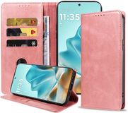 Smartphonica Geschikt voor Motorola Edge 60 Fusion Telefoonhoesje Kunstleer met Magnetische sluiting en Pasjeshouder Bookcase met Klepje - Walletcase with Cardslot - Rosé Goud