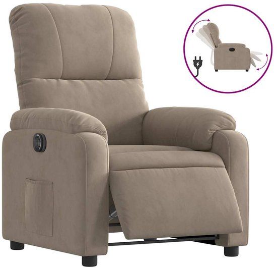 vidaXL Fauteuil verstelbaar elektrisch microvezelstof taupe