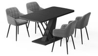 Vicco Fenaro Dining Table Set, Black, 120x80cm | with 4 Dining Chairs