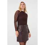 EsQualo Top L Slve Lace F26.30504 Cacao Dames Maat - XS