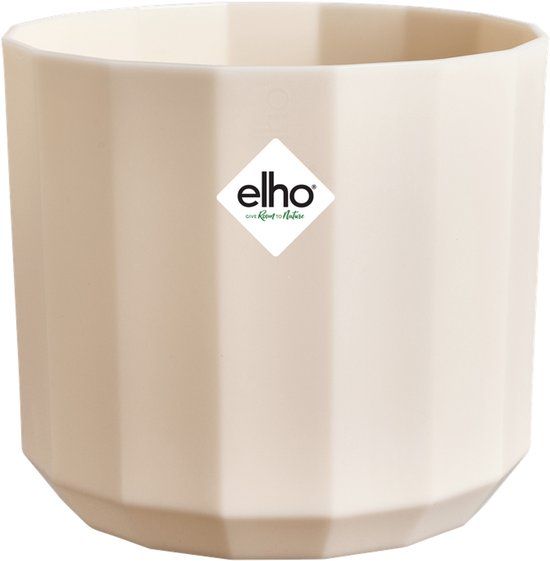 Elho Facet Rond 14cm - Kleine Bloempot voor Binnen - 100% Gerecycled Plastic - Ø 14.1 x H 12.7 cm - Amandelroze