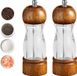Set de 2 moulins à sel et poivre 16 cm moulin à sel en bois avec fenêtre en acrylique - moulin à poivre manuel rechargeable avec grossier réglable