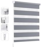 Non-branded Double Roller Blind 80 cm - Klemmfix Without Drilling - Duo Roller Blind with Sun Protection and Blinds 80 x 200 cm - Grey