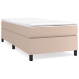vidaXL Boxspring met matras kunstleer cappuccinokleurig 100x200 cm