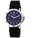 Q&Q Horloge Heren Analoog Metaal Zilverkleurig 44MM Blauwe Wijzerplaat