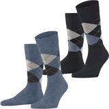 Burlington Everyday Argyle 2-Pack gedessineerd katoen sokken heren blauw - maat 40-46