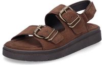 Tamaris Dames Platte Sandalen 1-28104-46 Bruin Suède Rubber Gesp 40