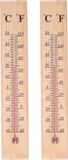 Humbert Und Brandt Gmbh Thermomètre - 2x - pour intérieur et extérieur - bois - 40 x 7 cm - Celsius/Fahrenheit