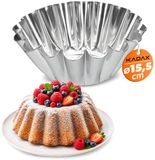 KADAX Gugelhupfvorm, moule à manqué en tôle galvanisée, moule à gâteau ondulé, moule à cake pour pancakes et gâteau au chocolat, moule couronne (15,5 cm, argent)