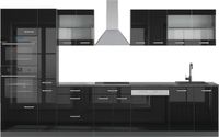 Vicco R-Line Complete keukeneenheid – 350 cm met hoge kast, zonder werkblad Hoogglans zwart/antraciet