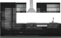 Vicco R-Line Complete keukeneenheid – 350 cm met hoge kast, zonder werkblad Hoogglans zwart/antraciet