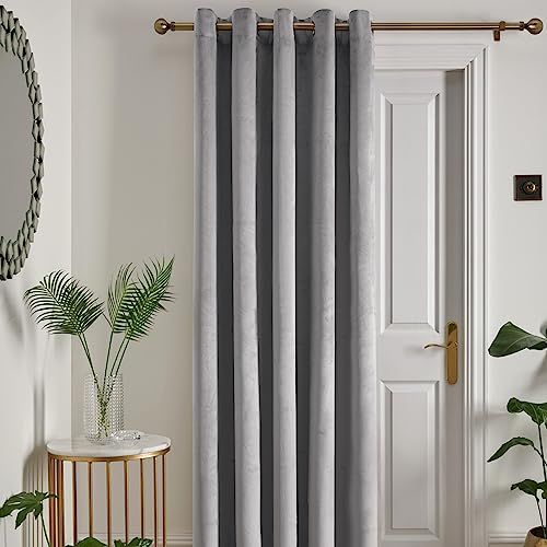 Laurence Llewelyn-Bowen Montrose Velvet Blackout Single Panel Door Curtain - 168 x 214cm (Silver)
