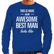 Bellatio Decorations Awesome best man - geweldige getuige cadeau sweater blauw heren - kado trui XL