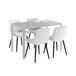 Vicco Ensemble de table à manger "Grand", Blanc 120 x 70 cm | avec 4 chaises (beige)