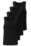 Schiesser Uncover 4-pack Zwart Heren T-shirts Ronde Hals Mouwloos Katoen Elastaan XXL
