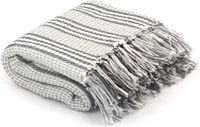 vidaXL Plaid strepen 220x250 cm katoen grijs en wit