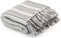vidaXL Plaid strepen 220x250 cm katoen grijs en wit