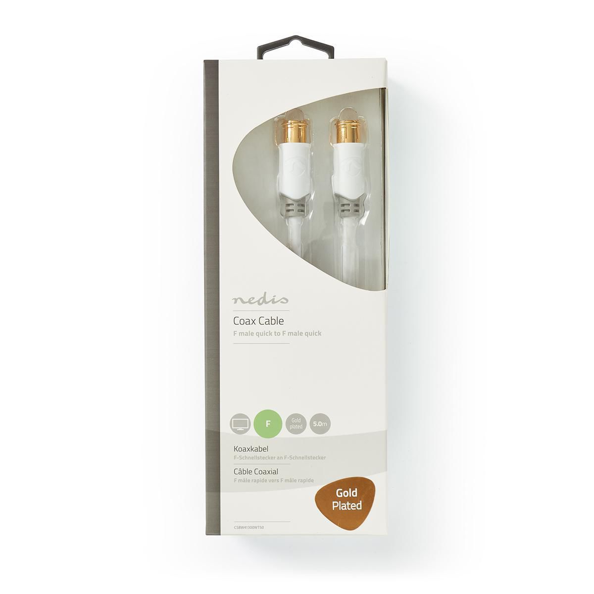 Nedis Coax Cable - 5m - F-type Connectors - White