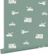 ESTAhome Vliesbehang met voertuigen print voor jongenskamer, vergrijsd blauw, 53 cm x 10.05 m