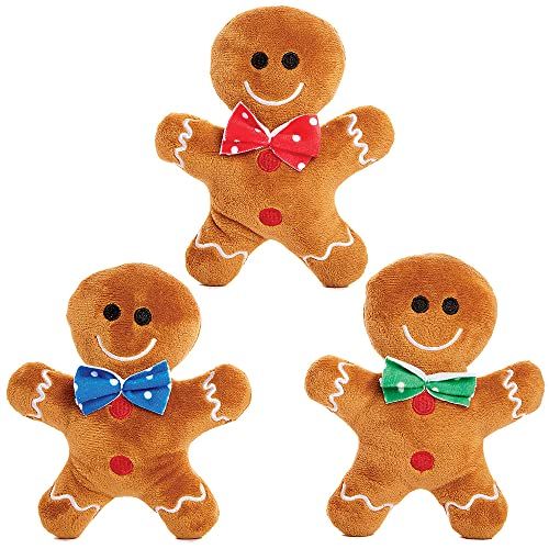Baker Ross FX333 Zachte Knuffel Peperkoekmannen - Set van 3, Kerstmis Zacht Speelgoed voor Kinderen, Speelgoed voor Kinderfeestzakjes en Kerstkousen