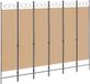 vidaXL - 6-Paneel - Kamerscherm - Beige - 240 x 180 cm - Stof