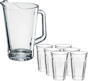 Carafe/pichet en verre sans marque de 1,8 litre avec 6 verres à boire/verres à eau de 360 ml