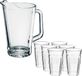 Carafe/pichet en verre sans marque de 1,8 litre avec 6 verres à boire/verres à eau de 360 ml