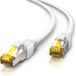 Primewire câble LAN CAT 7, câble réseau 10 Gbit/s, blindage S/FTP PIMF, 2x connecteur RJ45 avec protection anti-torsion, noyau en cuivre, sans halogène, compatible CAT 6, câble de raccordement, 30 mètres, blanc