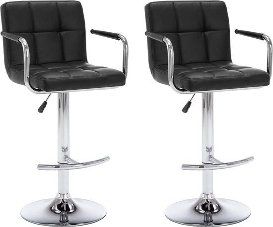 vidaXL Barstoelen 2 st kunstleer zwart