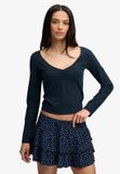Superdry Athletic Essential Lange Mouw Top met Plooien Dames Lange mouwen shirts Katoen Elastaan eclipse navy Maat 8