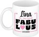 Bellatio Decorations Naam mok Lina - wit - Fabulous - keramiek - 300 ml - cadeau collega beker - cadeau