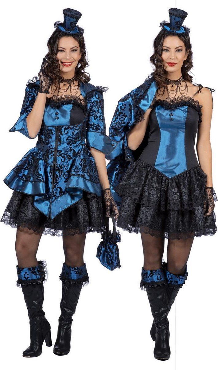 Wilbers Blue Rose de luxe jurk en jas voor dame - Zwart/Blauw - Polyester - EAN: 8720059001088