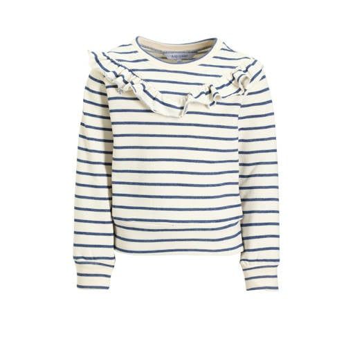 Anytime sweater met streep wit / blauw