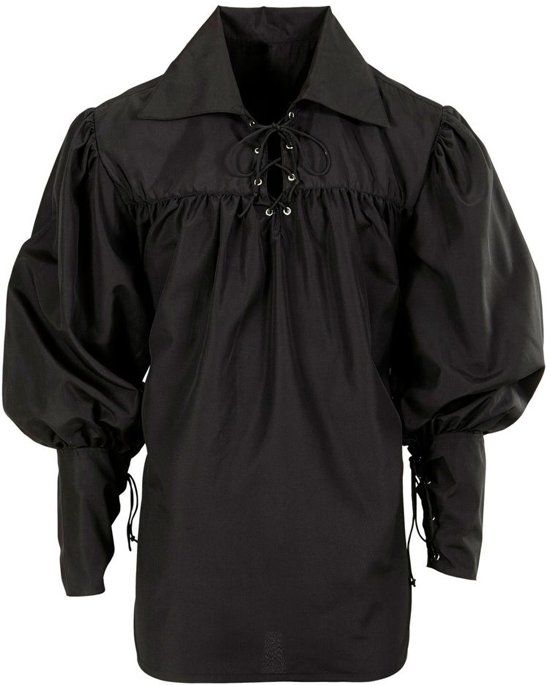 Musketier Kostuum Musketier Shirt Zwaardvechter Zwart Man XL Carnaval kostuum Verkleedkleding