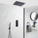 Nox Système de douche mitigeur thermostatique 2 voies avec pomme de douche encastrée carrée de 40 cm et douchette à main noir