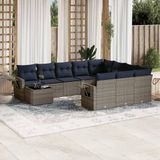 Maison Exclusive - Salon de jardin 11 pièces avec coussins, gris, polyrotin